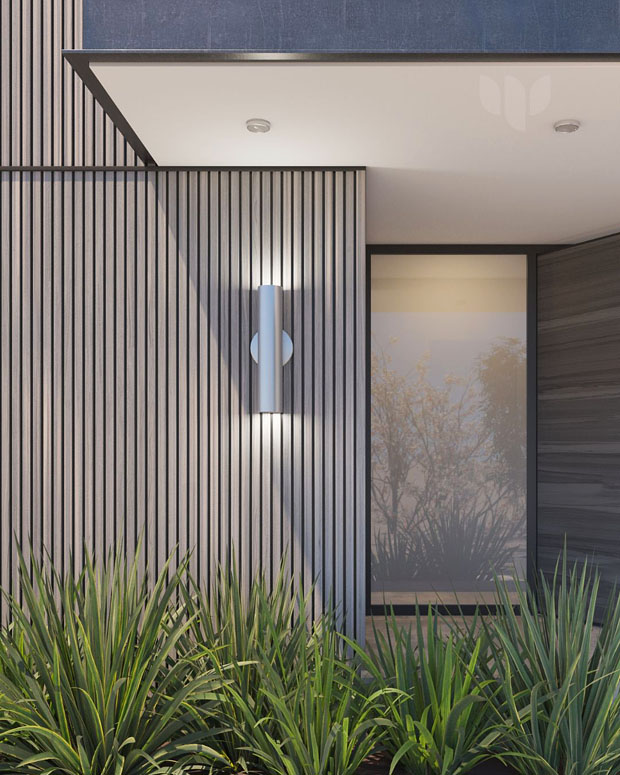 Пример использования композитных алюмниевых панелей черного цвета на фасадах частного дома в стиле минимализм