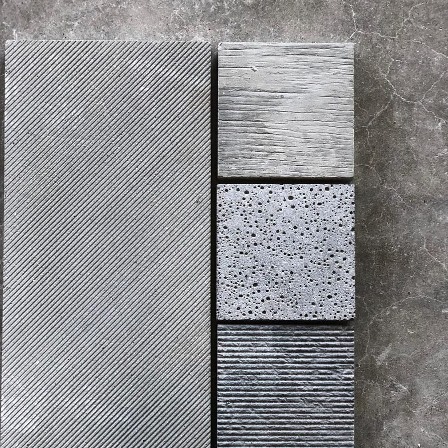 Варианты фактур бетона в сочетании с серым мрамором для дизайна минималистичного фасада №145