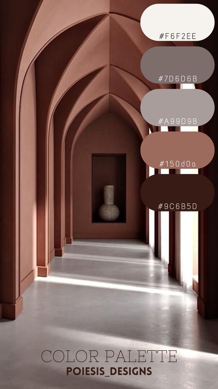 Палитра красивого сочетания цветов в дизайне интерьера коричневых тонов №64