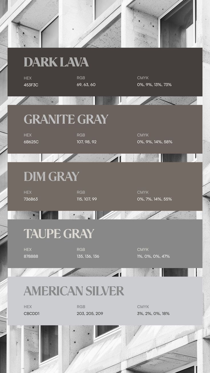 Оттенки серого - готовая цветовая палитра для дизайна фасада здания №83