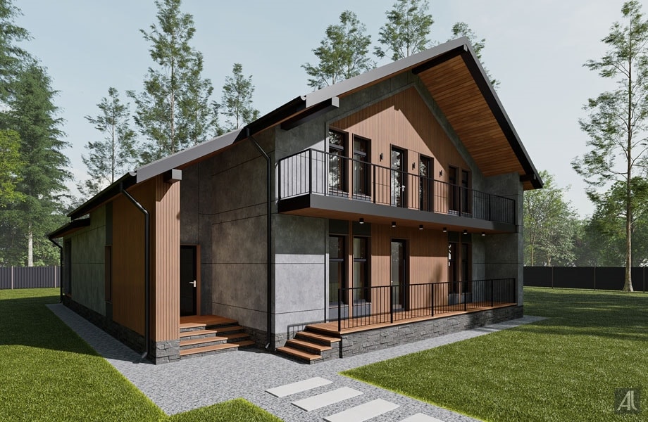 дизайн отделки частного дома фиброцементными панелями