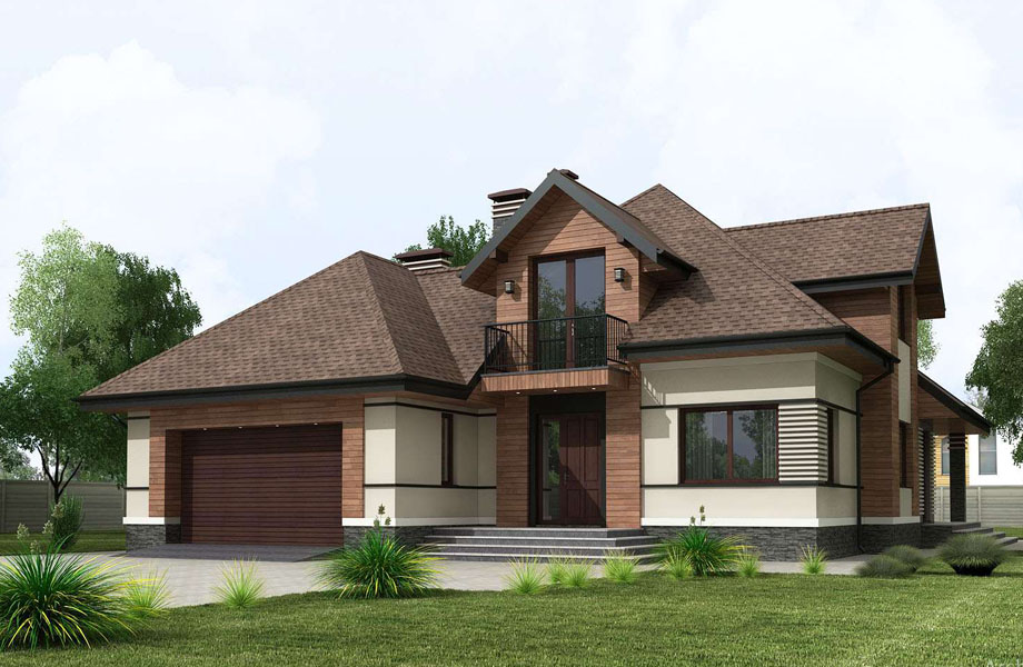 фасады с планкеном и штукатуркой