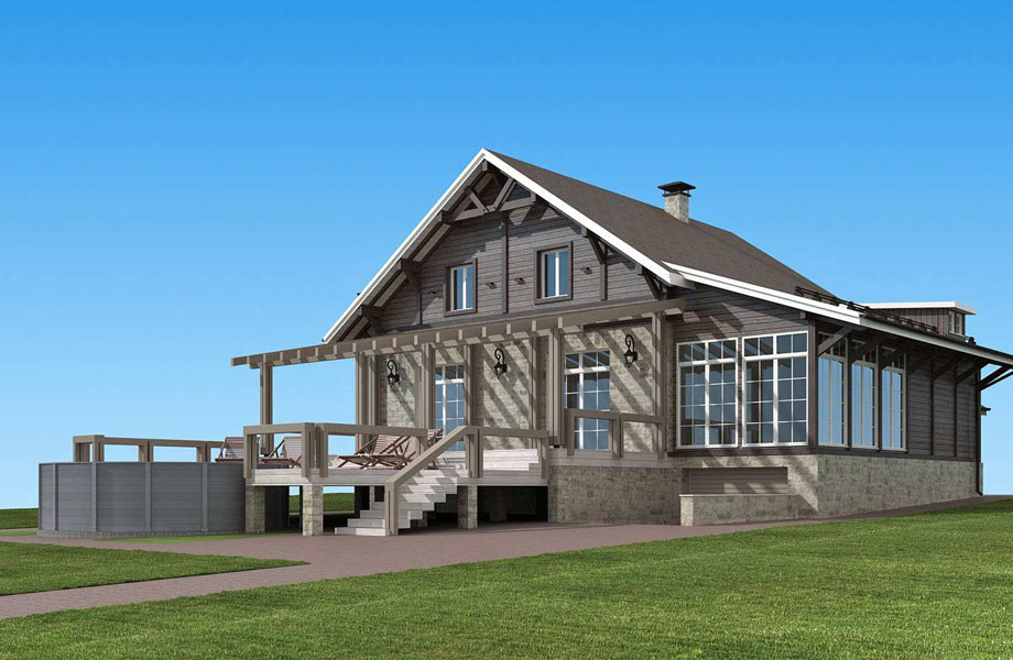 дизайн фасада в стиле шале