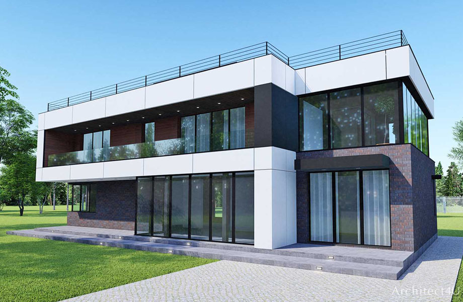 Пример отделки фасада дома в современном стиле