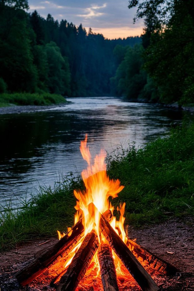 Вечерний лес и тихий огонь - мгновение, когда время замедляет свой бег.
