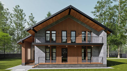 Комбинированный фасад дома из газобетона в современном стиле отделки