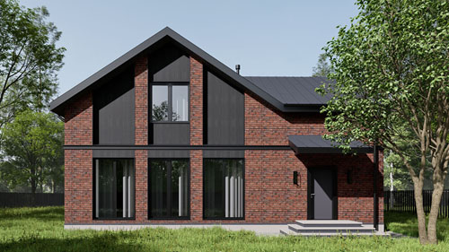 Комбинированный фасад небольшого жилого дома в Пушкинском районе