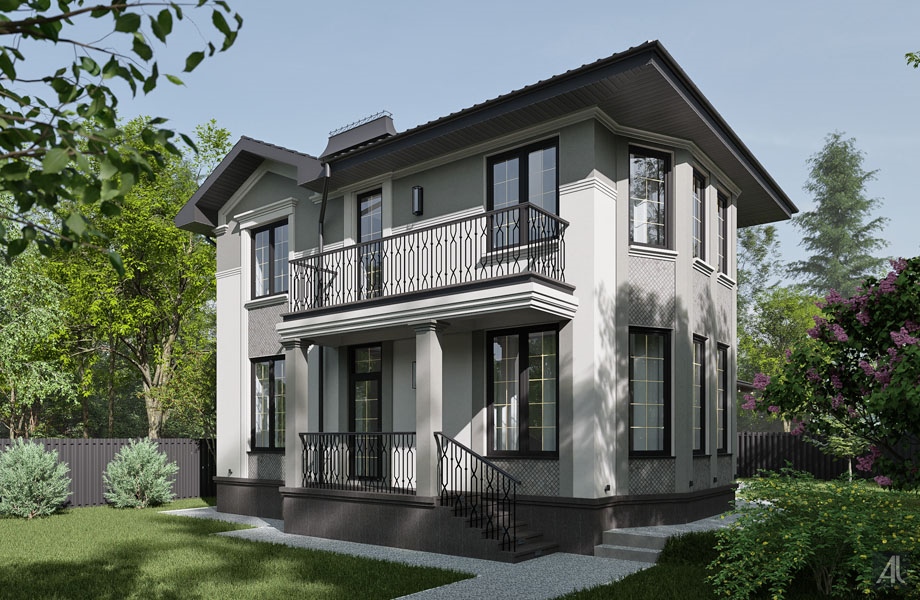 проект фасадов двухэтажного дома из пеноблоков