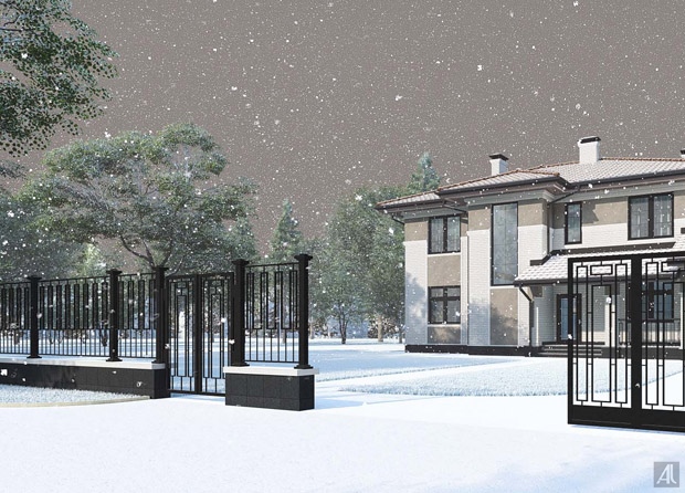 Вариант с металлическими столбами и секциями